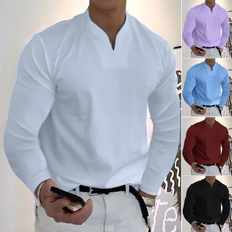 👔【Kúp 1 a získaj 1 zadarmo 🔥🔥】Pánske športové tričko z bavlny s dlhým rukávom a výstrihom do V