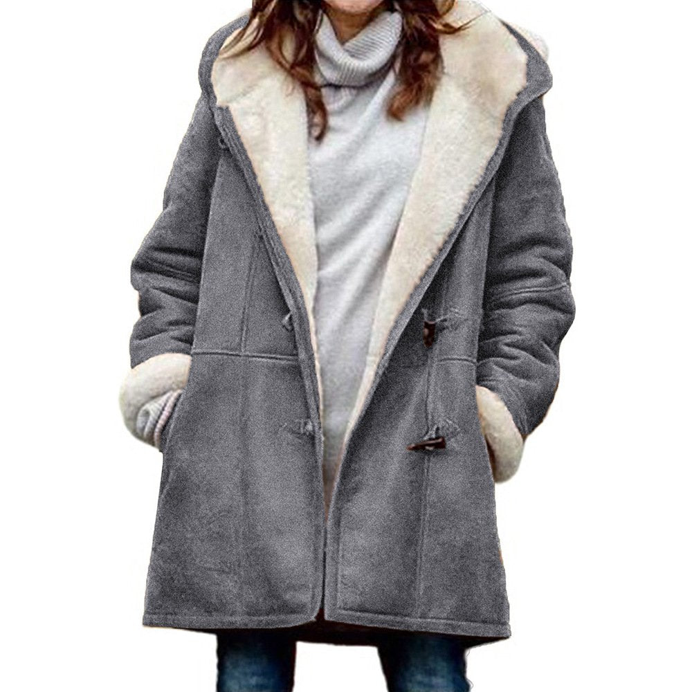 🐏 Descuento de temporada -46% 🔥【S-5XL】Abrigo de invierno para mujer con forro polar y cuello de pelo