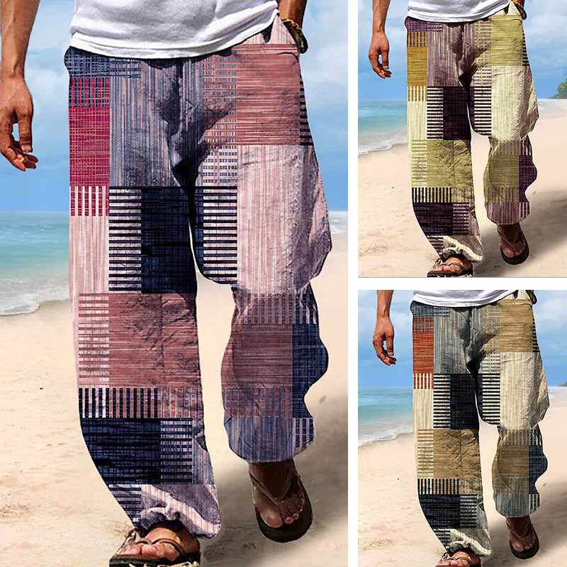 ✨👖【50% de descuento 🔥🔥】Pantalones holgados de verano para hombre, estilo boho, de algodón y lino, en tallas grandes