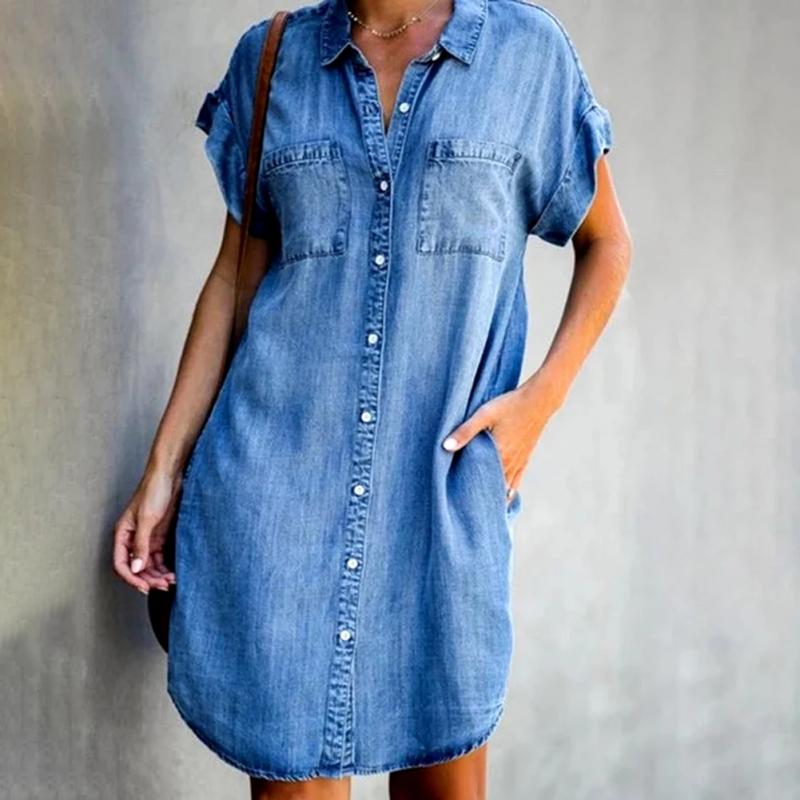 ✨✨【Descuento de temporada -50% 🔥】【S-5XL】Vestido acampanado de mezclilla holgado para mujer