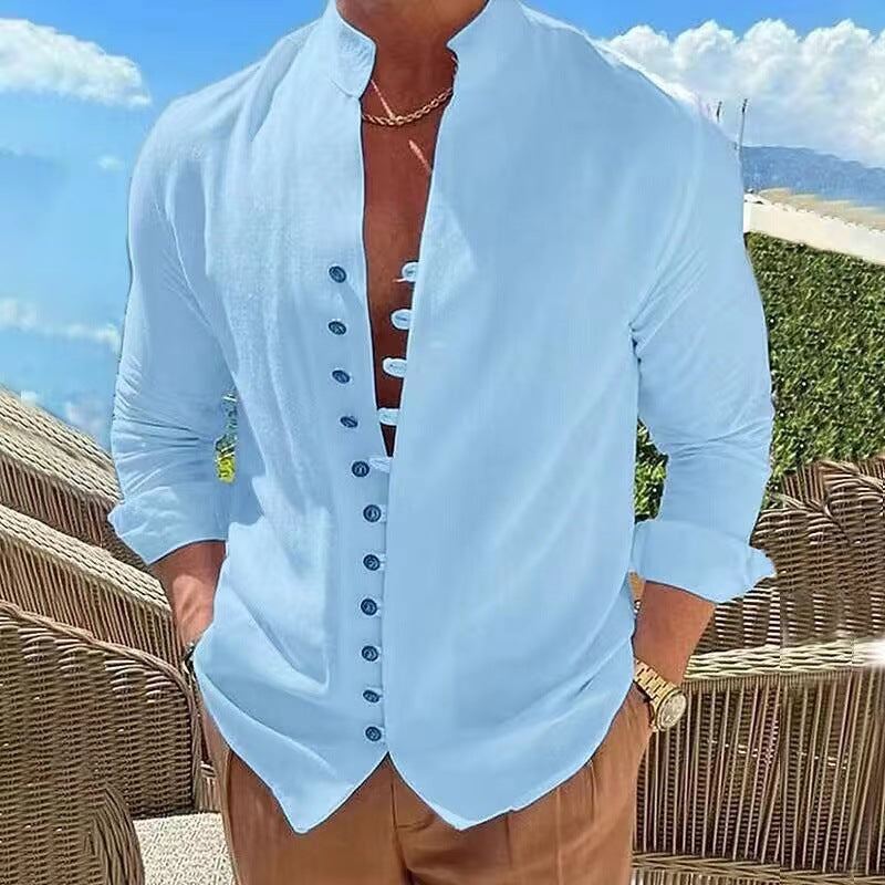 🌈👔【50% sleva 🔥】【S-3XL】😍Nová kolekce 2025, pánská bavlněná lněná košile nadměrných velikostí, košile s volným dlouhým rukávem