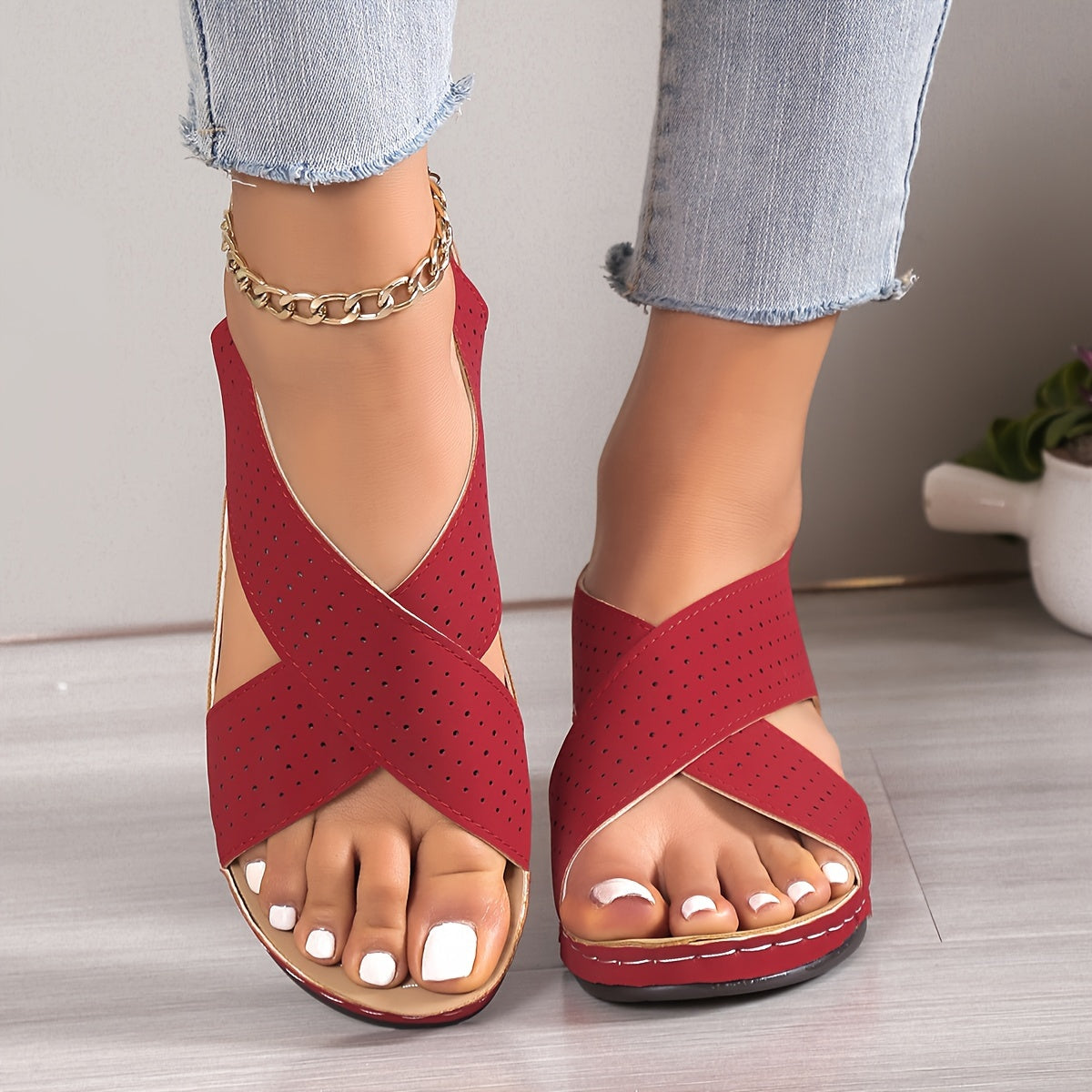 ✨👡【50% zľava ✨】Dámske sandále s hrubou podrážkou, vo veľkých veľkostiach