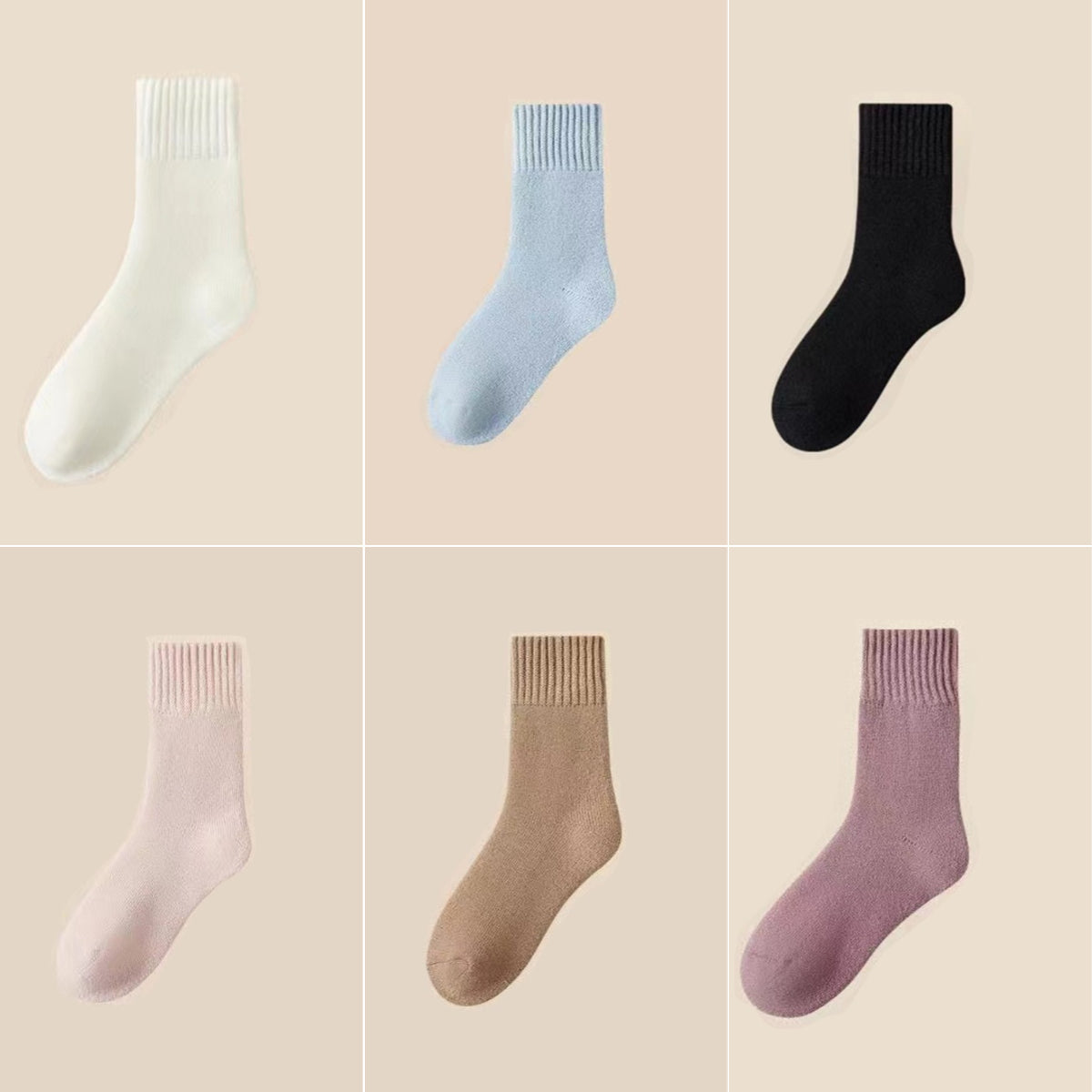 🔥【Kúpte 6 kusov, získajte 6 zadarmo】🧦 Zimné zateplené vlnené ponožky, super hrubé, teplé a elastické, veľkosti 35-42