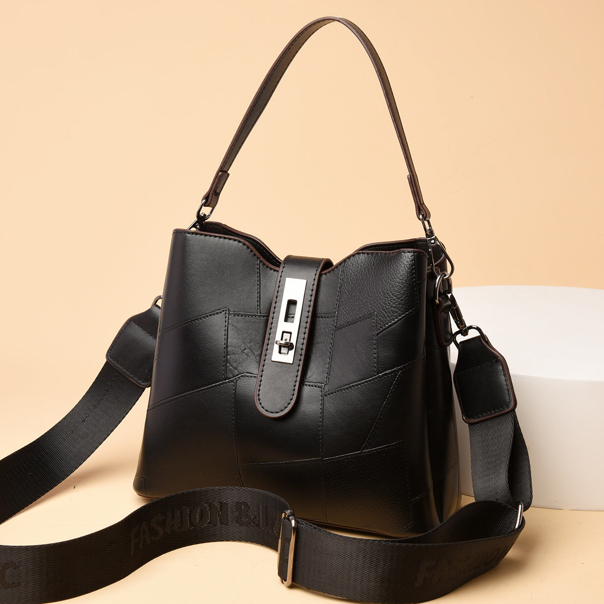 👜【Zľava -49% 🔥🔥】Veľká kabelka z mäkkého PU kože v tvare vedra