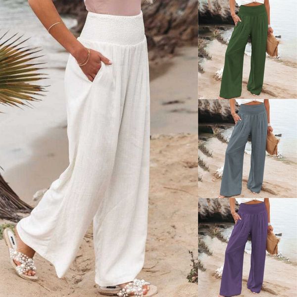 🥰👖【Reducere de 50%】2025 noua moda vara pentru femei pantaloni casual din bumbac pantaloni largi pantaloni drepti pantaloni casual_3979102