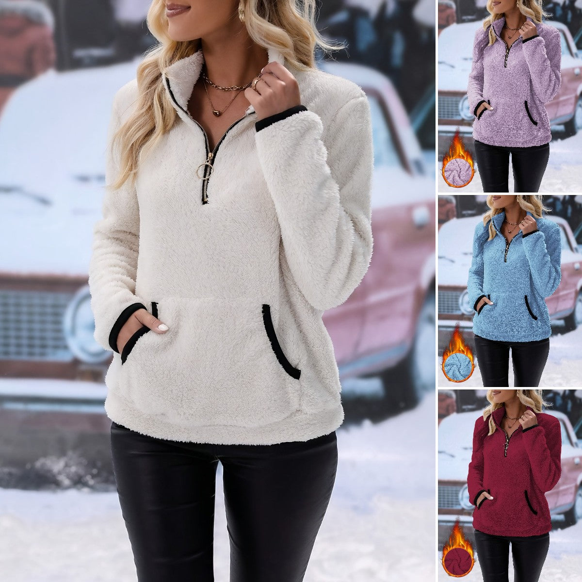 š„šćDescuento de invierno -42% š„ćChaqueta/abrigo tipo camisa con cremallera de felpa de otoƱo-invierno para mujer