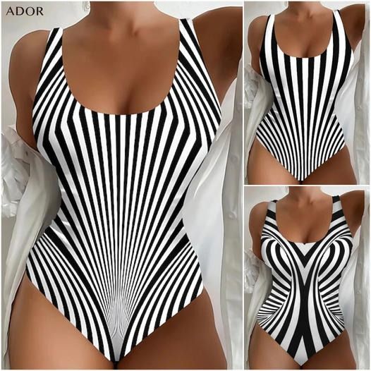 【50% zľava】【😍S~6XL】2025 Sexy pruhované jednodielne plavky