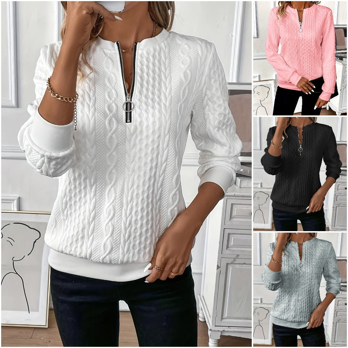 🔥【Compra 1 y llévate 1】🌸 Sudadera acolchada con cremallera 2025, casual, para mujeres.