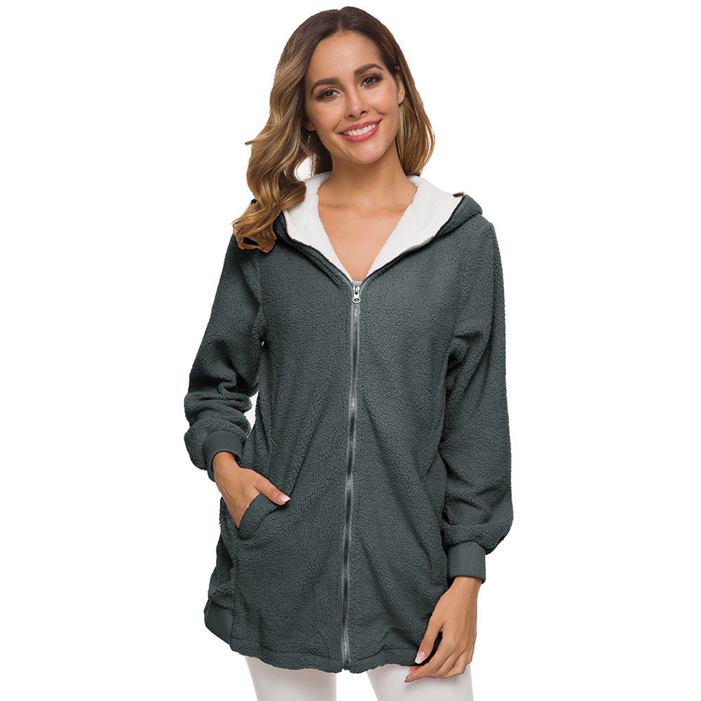 🐏🔥 Descuento -39% 🔥【S-5XL】Chaqueta sherpa para mujer con capucha y cremallera