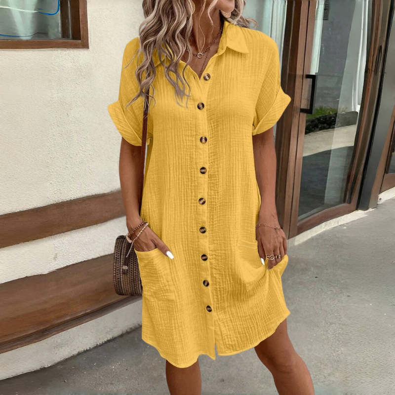 ❤️❤️Falda-camisa cómoda y transpirable de algodón y lino