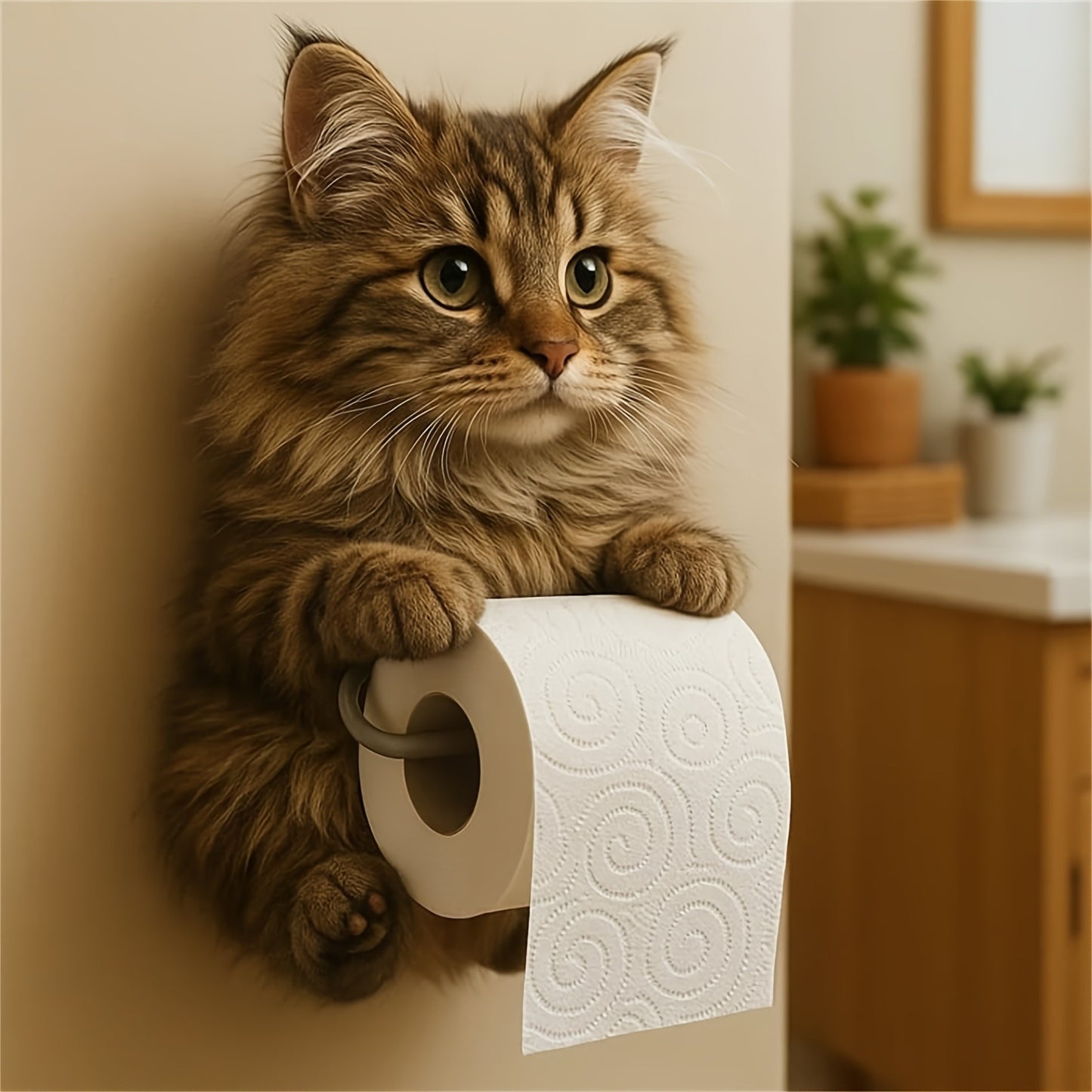 🐱【Compra 1 y llévate 1 gratis💥】Soporte para papel higiénico con diseño de gato 📦Envío gratis – en stock