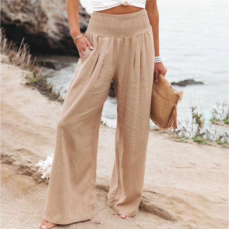 🥰👖【Reducere de 50%】2025 noua moda vara pentru femei pantaloni casual din bumbac pantaloni largi pantaloni drepti pantaloni casual_3979102