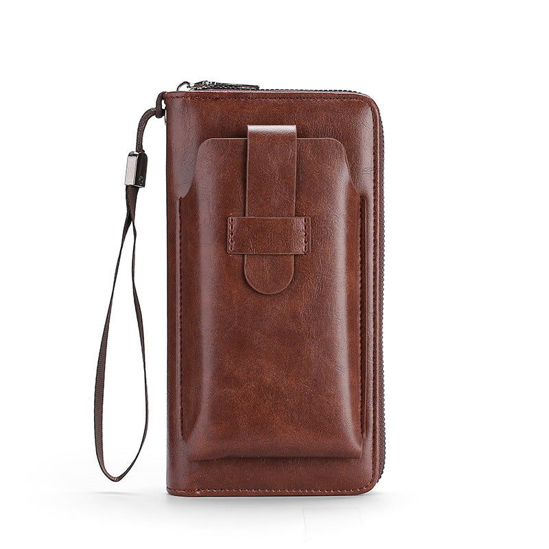 💼Cartera multifuncional para hombre, hecha a mano de cuero genuino, de nuevo estilo