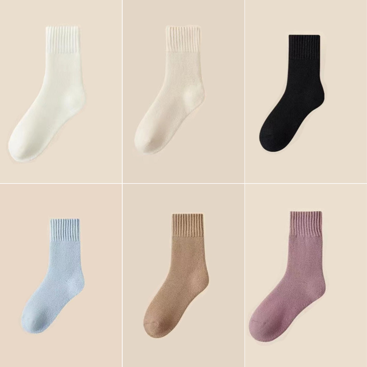 🔥【Kúpte 6 kusov, získajte 6 zadarmo】🧦 Zimné zateplené vlnené ponožky, super hrubé, teplé a elastické, veľkosti 35-42