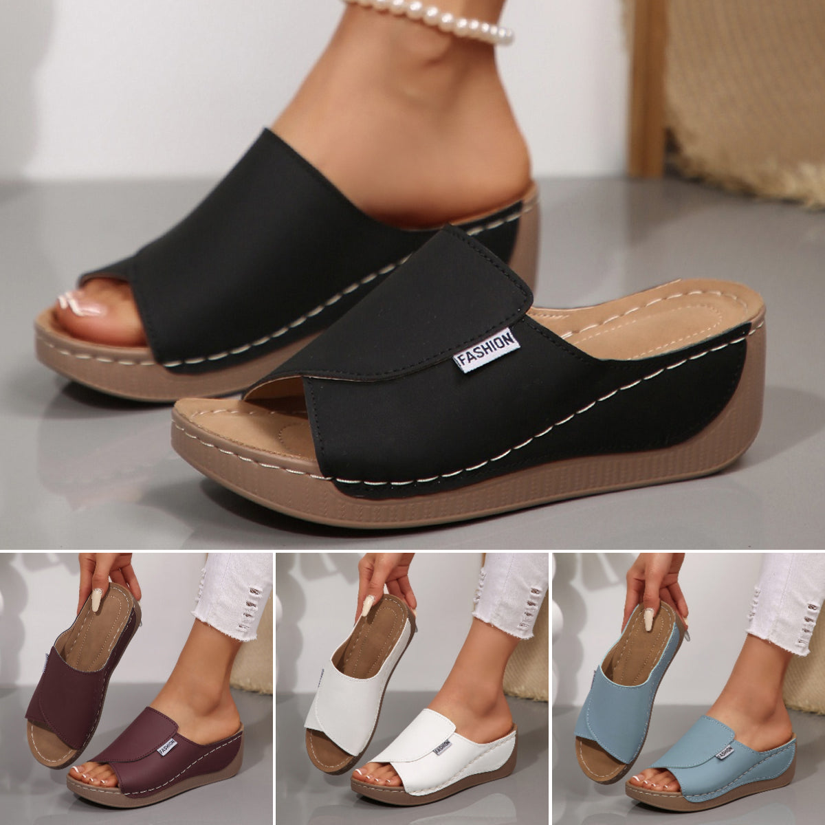 🔥👡【36-43】Sandalias modernas de mujer de cuero genuino con suela suave y gruesa 2025