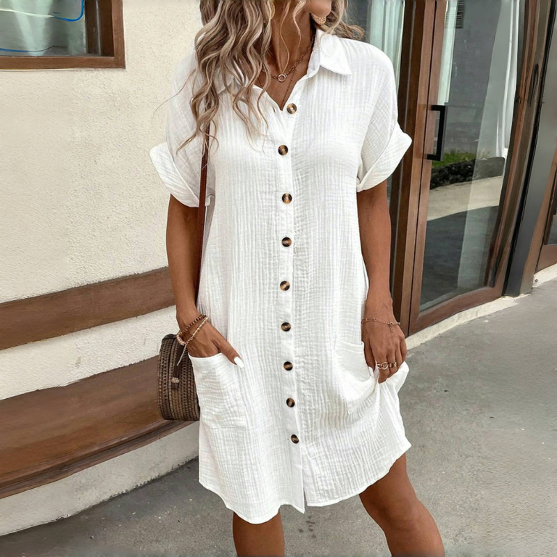 ❤️❤️Falda-camisa cómoda y transpirable de algodón y lino