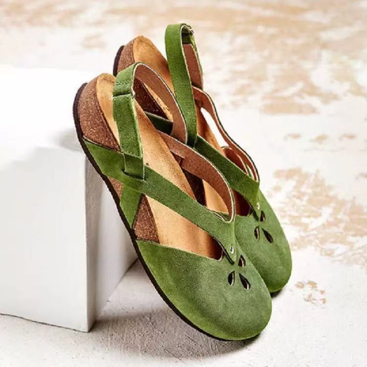 ✨✨【Oferta limitada】【35–44】Sandalias recreativas de cuero de alta calidad 2025 ✅ Punta redonda ✅ Suela plana