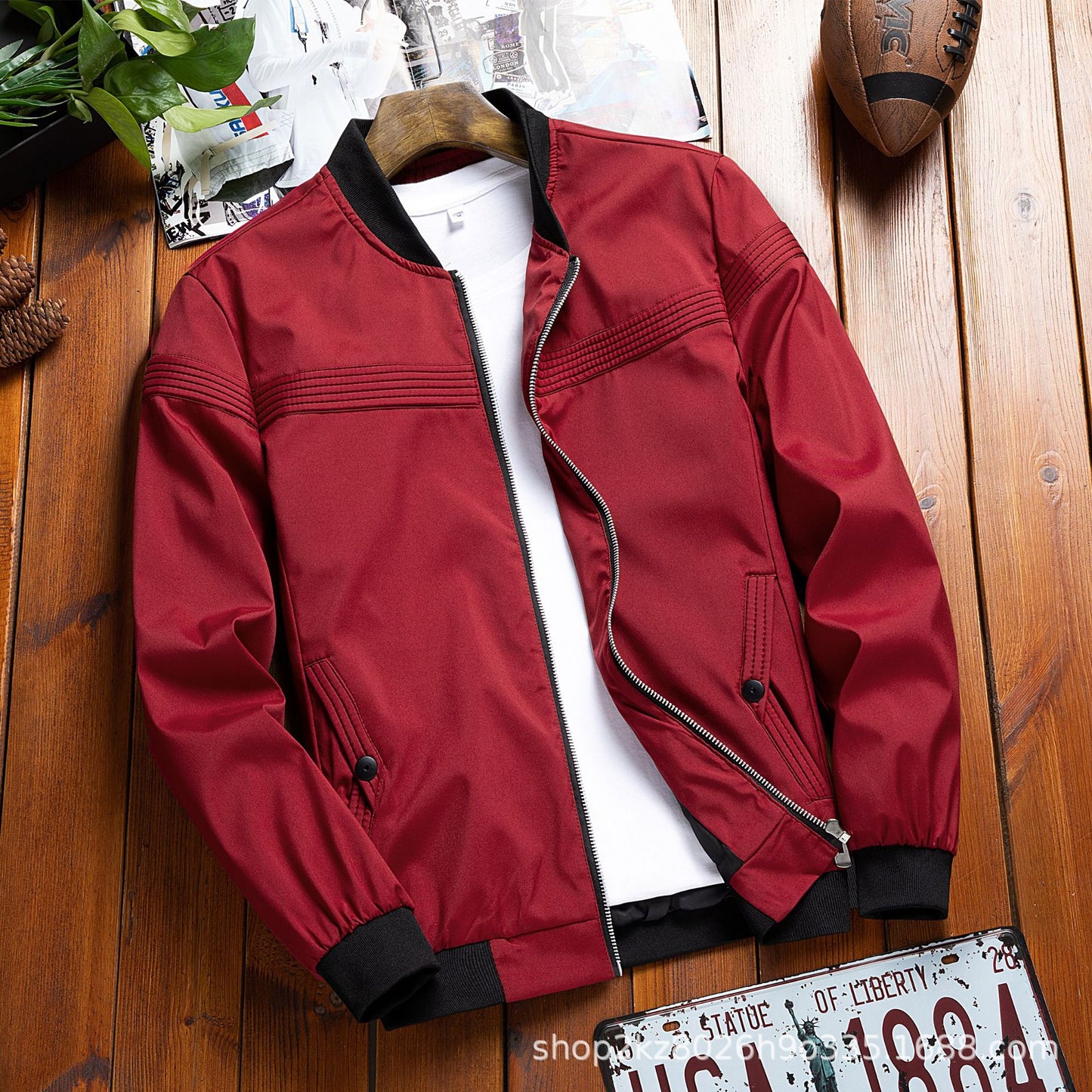 šćOferta de temporada -46%š„š„ćChaqueta casual para hombre con cuello tipo bĆ©isbol, en tallas grandes