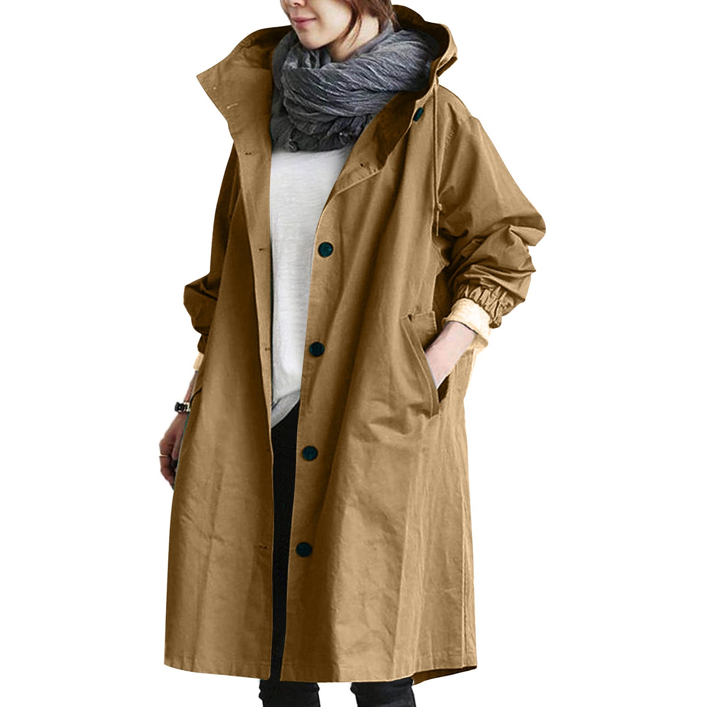 🌾【S-5XL】Nueva gabardina casual de mujer con mangas largas y capucha