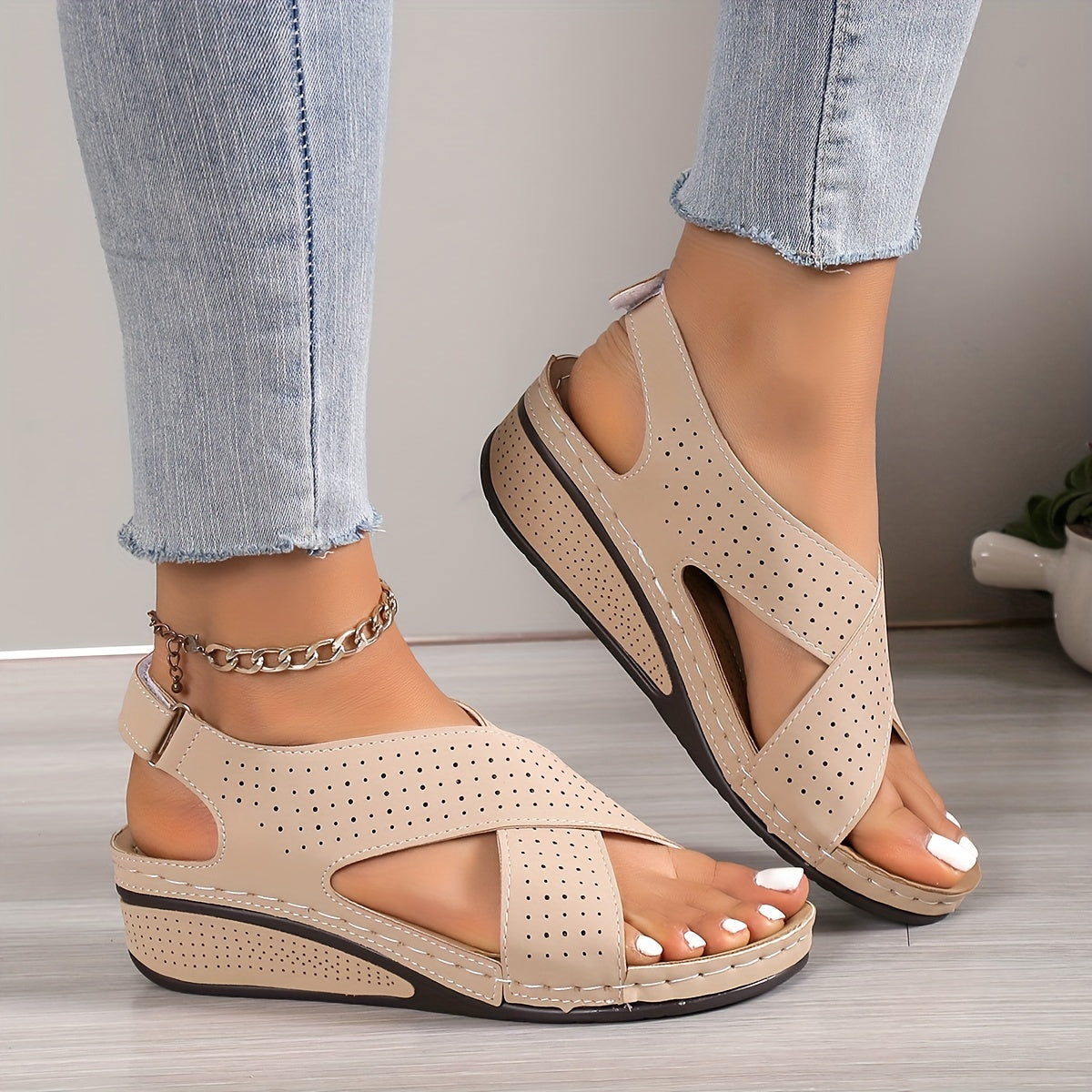 ✨👡【50% zľava ✨】Dámske sandále s hrubou podrážkou, vo veľkých veľkostiach