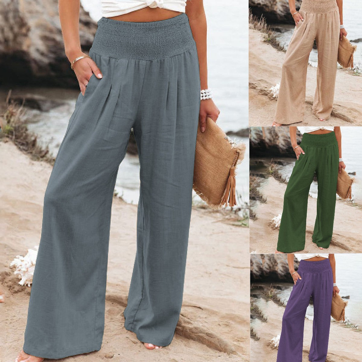 🥰👖【Reducere de 50%】2025 noua moda vara pentru femei pantaloni casual din bumbac pantaloni largi pantaloni drepti pantaloni casual_3979102