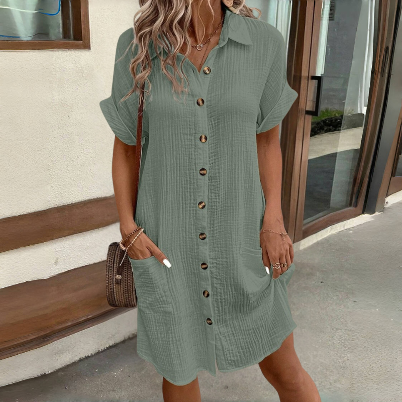 ❤️❤️Falda-camisa cómoda y transpirable de algodón y lino