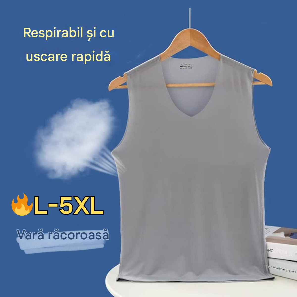 ❄️🆒【Cumperi 3, primești 2 gratuit – în total 5 bucăți 🔥】【L–5XL】Maiou bărbătesc de vară din mătase de gheață, fără cusături, model subțire, mărimi mari
