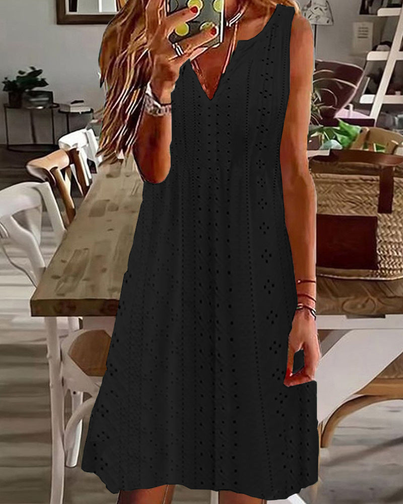 π§ββοΈγ50% de descuento π₯γγSβ5XLγπ Vestido de verano plus size, sin mangas, cuello en V, jacquard transpirable