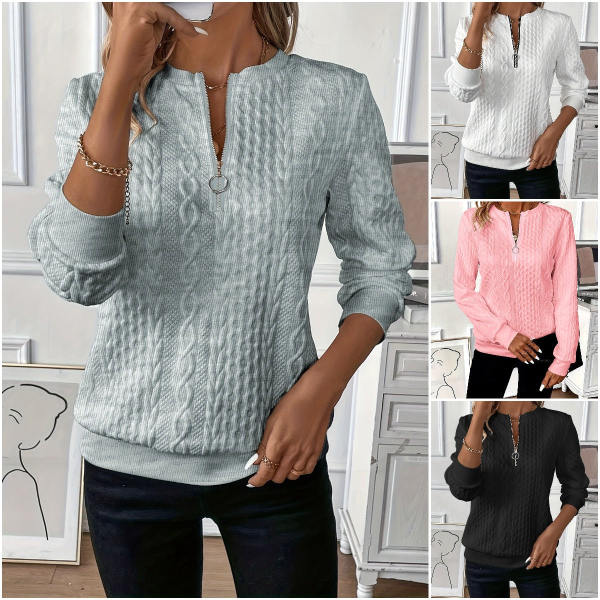 🔥【Compra 1 y llévate 1】🌸 Sudadera acolchada con cremallera 2025, casual, para mujeres.