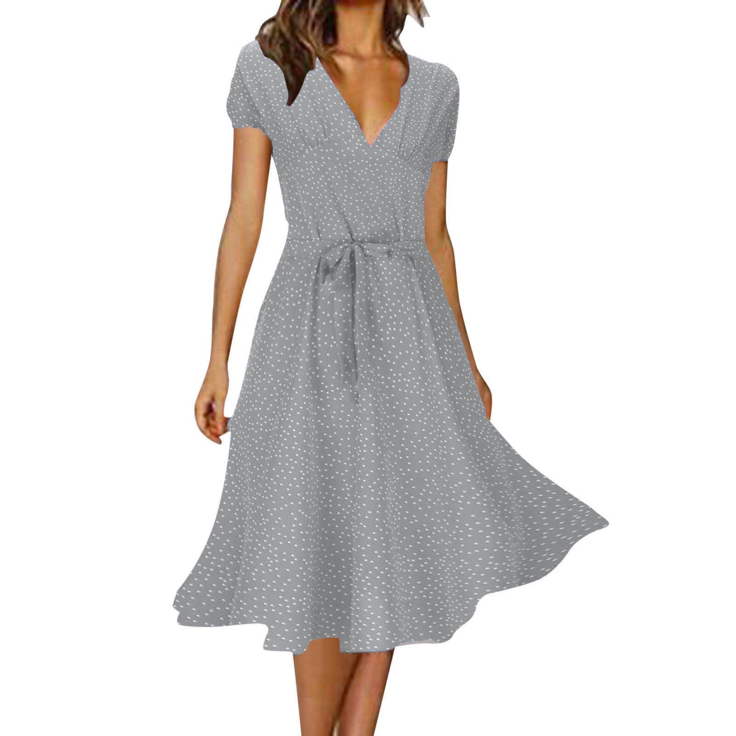 πγ50% de descuento π₯γπ Vestido 2025 plus size con escote en V y estampado floral/lunares