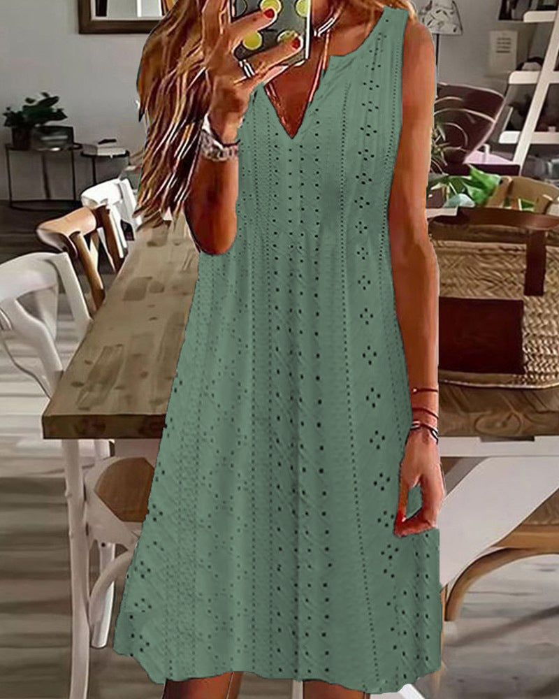 π§ββοΈγ50% de descuento π₯γγSβ5XLγπ Vestido de verano plus size, sin mangas, cuello en V, jacquard transpirable