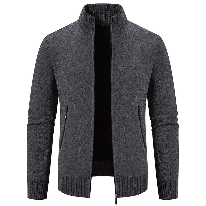 【Descuento de temporada -46% 🔥🔥】【S-4XL】Nueva chaqueta de punto para hombre, abrigada, con cuello, estilo business casual