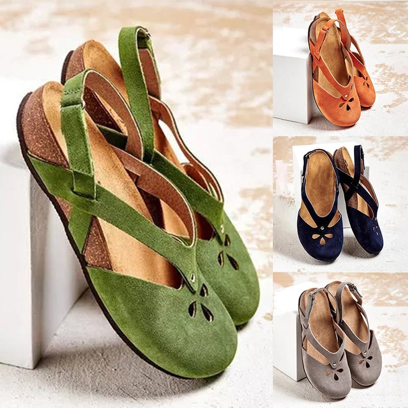 ✨✨【Oferta limitada】【35–44】Sandalias recreativas de cuero de alta calidad 2025 ✅ Punta redonda ✅ Suela plana