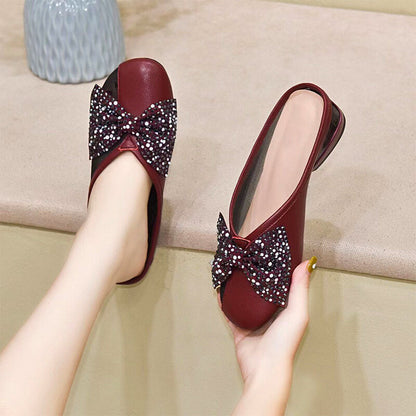 🎀【49% de descuento 🔥🔥】👡Sandalias femeninas con lazo y malla, suela blanda y detalles brillantes