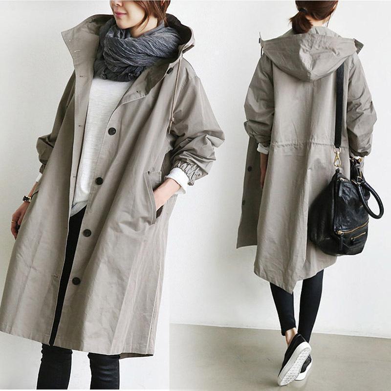 🌾【S-5XL】Nueva gabardina casual de mujer con mangas largas y capucha