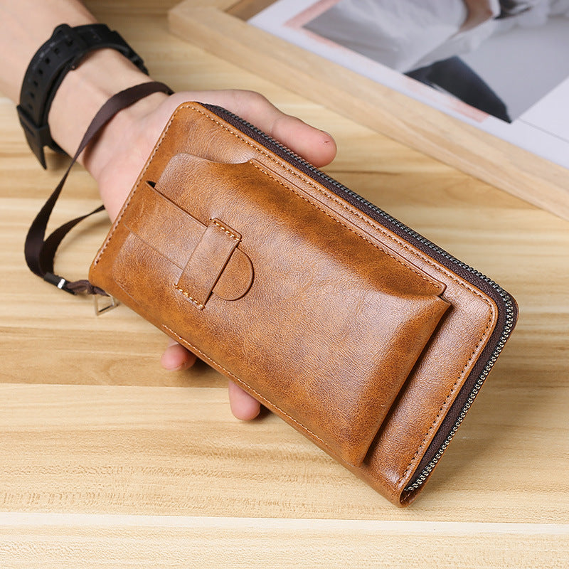 💼Cartera multifuncional para hombre, hecha a mano de cuero genuino, de nuevo estilo