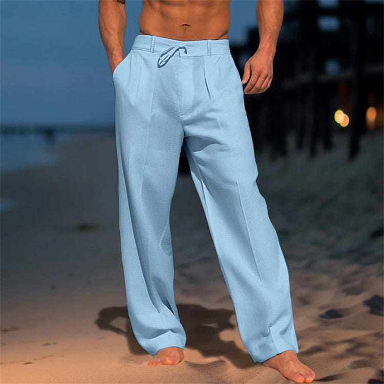 👖【–50% zľava 🔥】【S–3XL】🏖️ Voľné pánske ľanové nohavice vo veľkých veľkostiach, pohodlné a priedušné