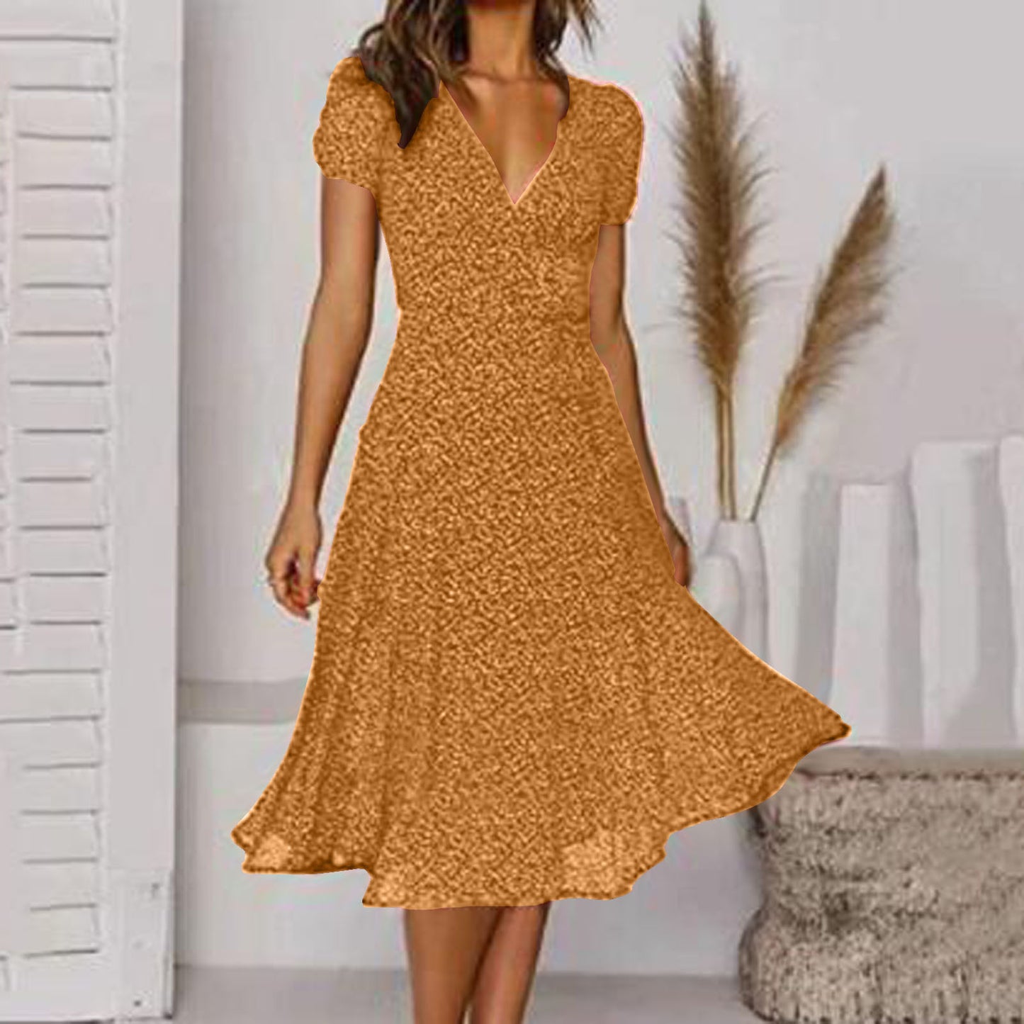 πγ50% de descuento π₯γπ Vestido 2025 plus size con escote en V y estampado floral/lunares