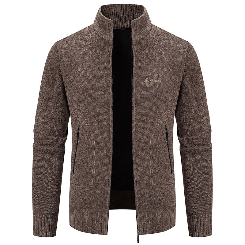 【Descuento de temporada -46% 🔥🔥】【S-4XL】Nueva chaqueta de punto para hombre, abrigada, con cuello, estilo business casual