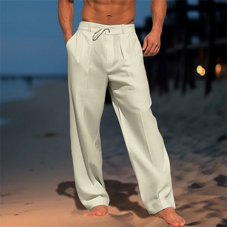 👖【–50% zľava 🔥】【S–3XL】🏖️ Voľné pánske ľanové nohavice vo veľkých veľkostiach, pohodlné a priedušné