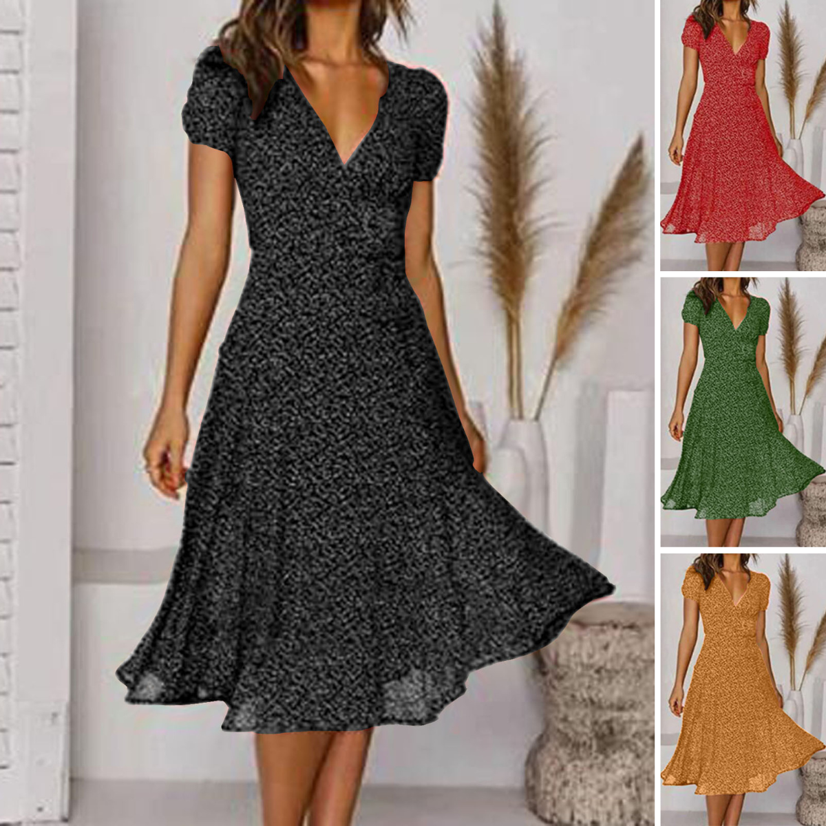 πγ50% de descuento π₯γπ Vestido 2025 plus size con escote en V y estampado floral/lunares
