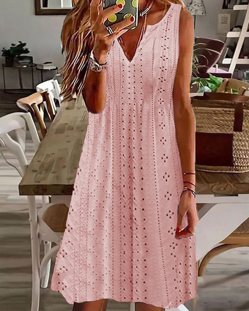 π§ββοΈγ50% de descuento π₯γγSβ5XLγπ Vestido de verano plus size, sin mangas, cuello en V, jacquard transpirable