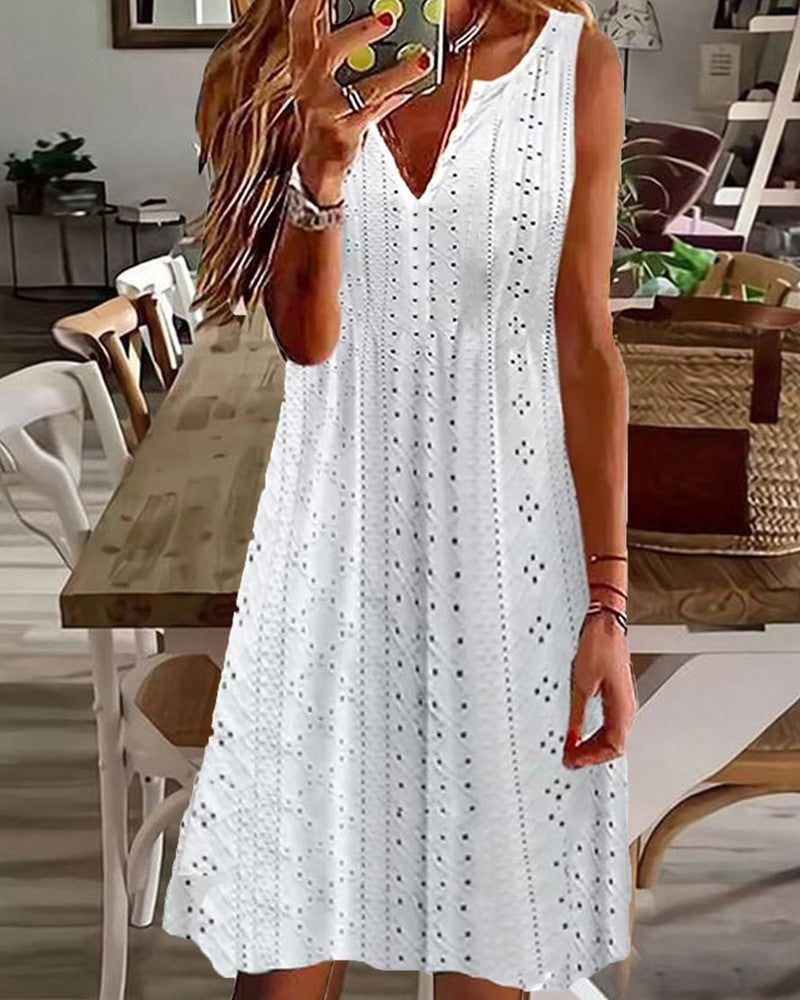 π§ββοΈγ50% de descuento π₯γγSβ5XLγπ Vestido de verano plus size, sin mangas, cuello en V, jacquard transpirable