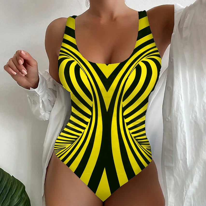 【50% zľava】【😍S~6XL】2025 Sexy pruhované jednodielne plavky