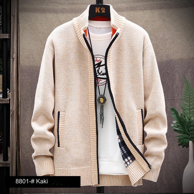 👔【L-4XL】Nuevo cárdigan de punto de otoño e invierno más terciopelo y chaqueta gruesa a juego