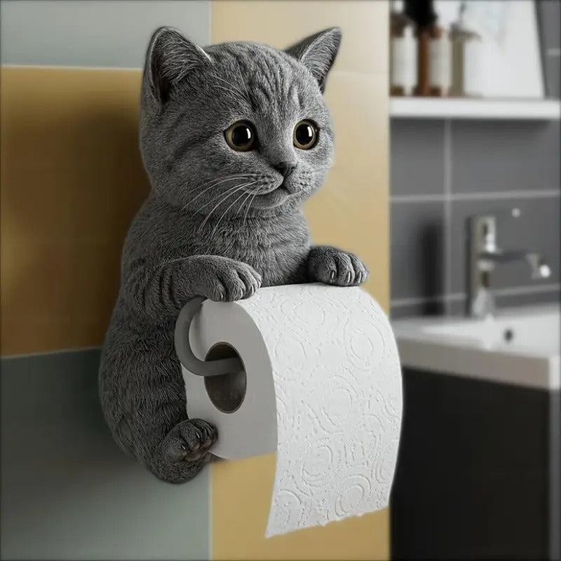 🐱【Compra 1 y llévate 1 gratis💥】Soporte para papel higiénico con diseño de gato 📦Envío gratis – en stock