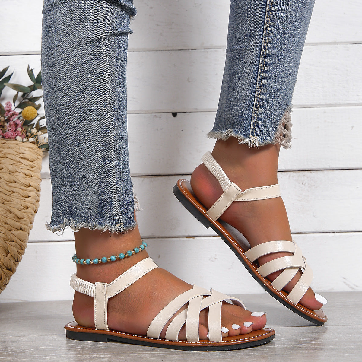👡【Descuento limitado -49%🔥🔥】Sandalias romanas planas de mujer 2025