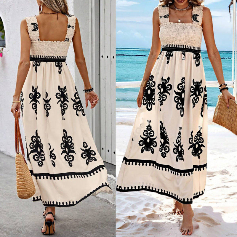 🏖️【Zľava 50% ✨】【S–8XL】💃 Letné voľné šaty na ramienka so vzorom, ideálne na pláž