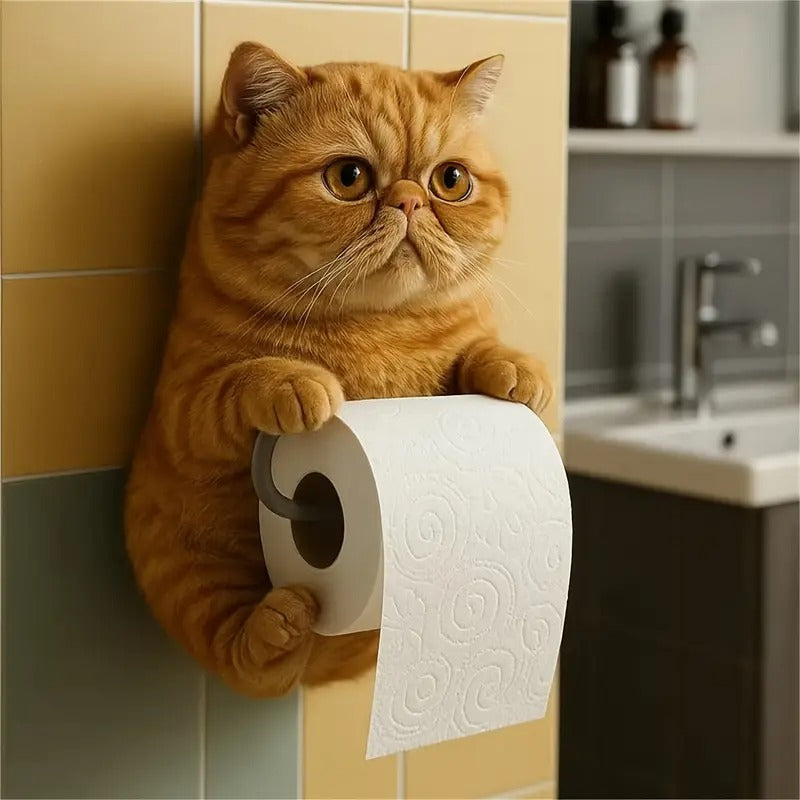 🐱【Compra 1 y llévate 1 gratis💥】Soporte para papel higiénico con diseño de gato 📦Envío gratis – en stock