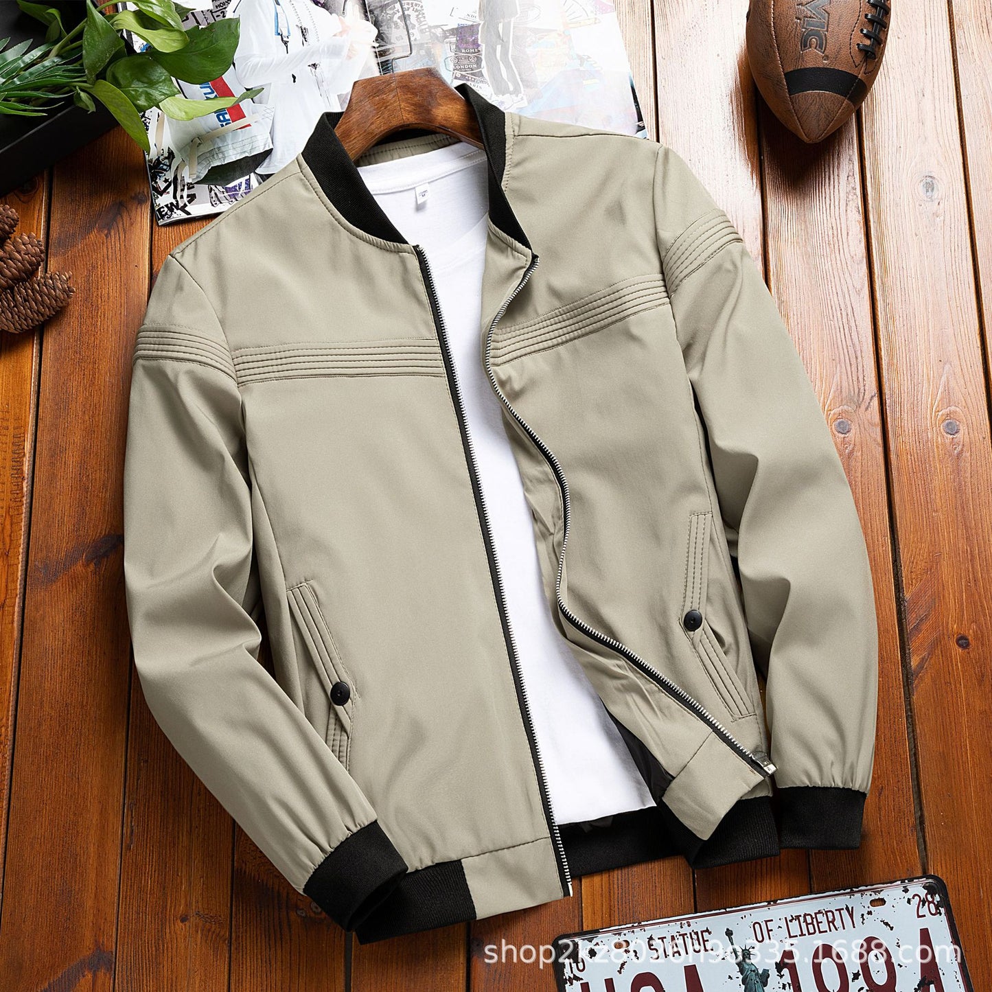 šćOferta de temporada -46%š„š„ćChaqueta casual para hombre con cuello tipo bĆ©isbol, en tallas grandes